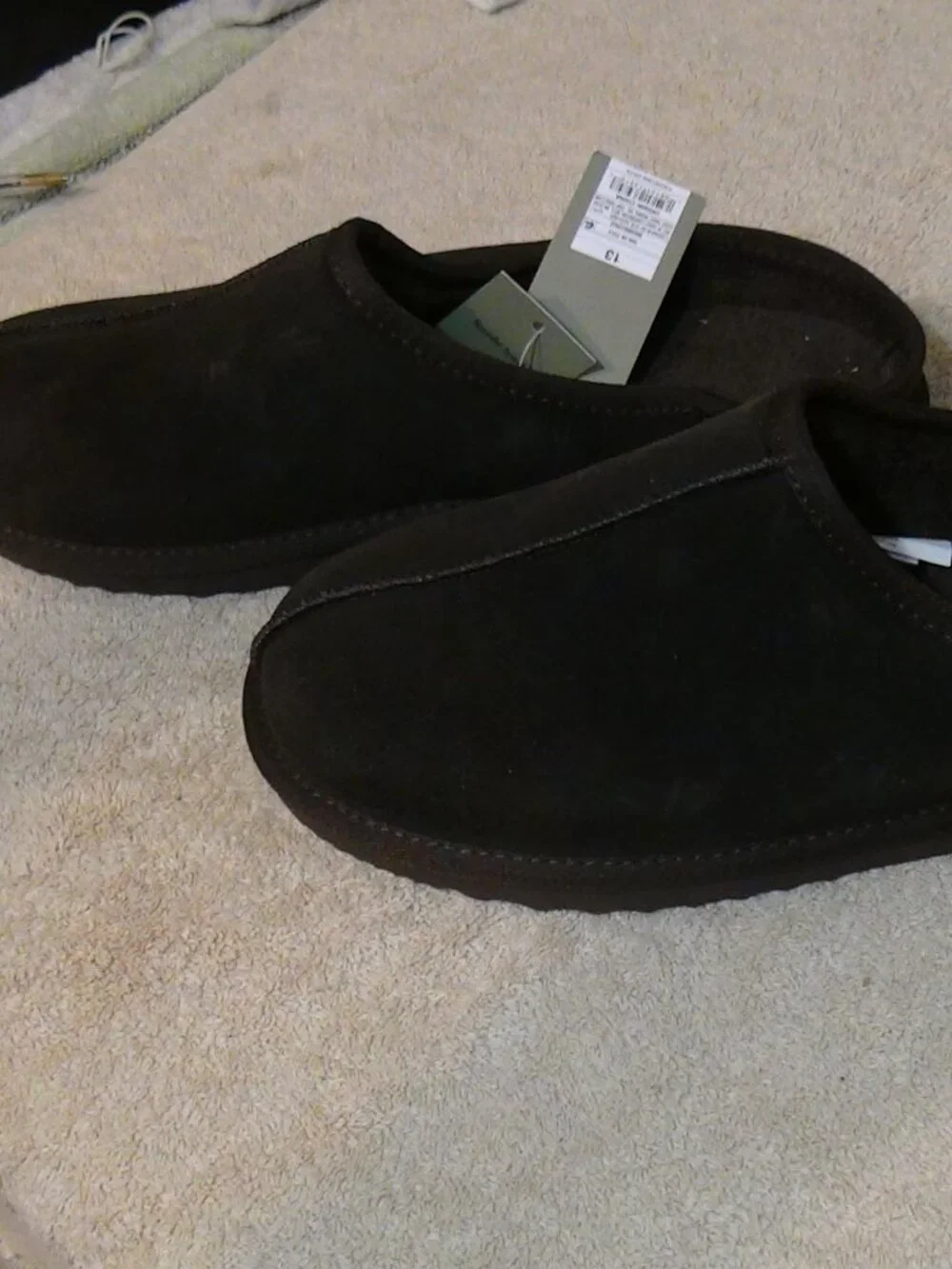Men's Cruz Genuine Suede Clog Slippers Goodfellow & Co Size 13 Dark Brown